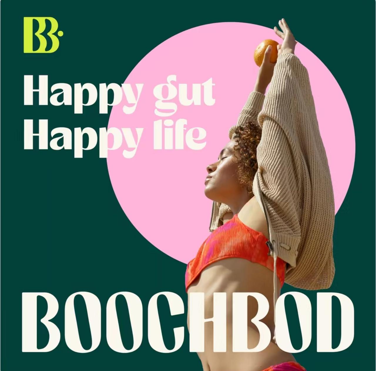 BoochBod Probiotic Kombucha Gummies – Bloating Relief | Gut Health, Digestion, & Metabolism Support | Pre/Postbiotics, Slippery Elm, Dandelion Root, Fiber Supplement